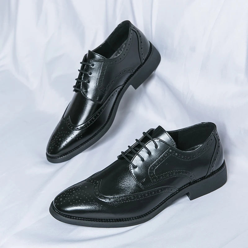 Men's leather shoes for business, retro, breathable, formal, wedding, leisure, business, and work - Buy online at  Vibe In Cart.
