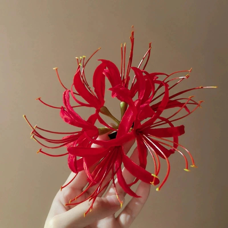 Red Shore Flower Hair Clip New Tassel Design Chinese Ancient Style Elegant Duckbill Clip Women's Side Bangs Clip Hair Accessory - Buy online at  Vibe In Cart.