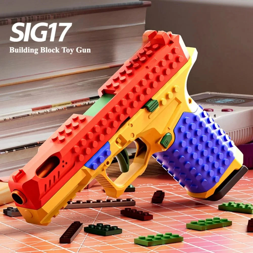 Continuous Firing Building Block Toy Gun Shell Throwing  Airsoft Blowback Empty Hanging Pistol Outdoor CS Weapon for Boys Adult - Buy online at  Vibe In Cart.