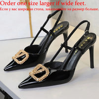 Women's 9cm High Heel Metal Decoration Back Strap Sandals