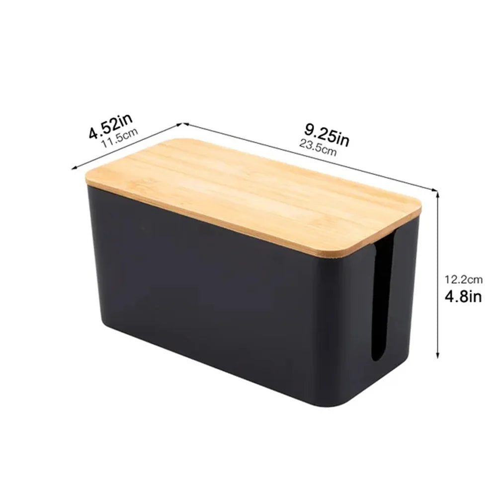Rectangular Plastic Storage Box with Bamboo for Wires, 1 Piece