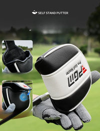 Left Handed Men's Standing Golf Putter with Ball Pickup, Silver Black