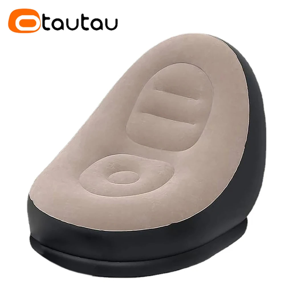 Inflatable Outdoor Lounger Chair with Footstool Ottoman