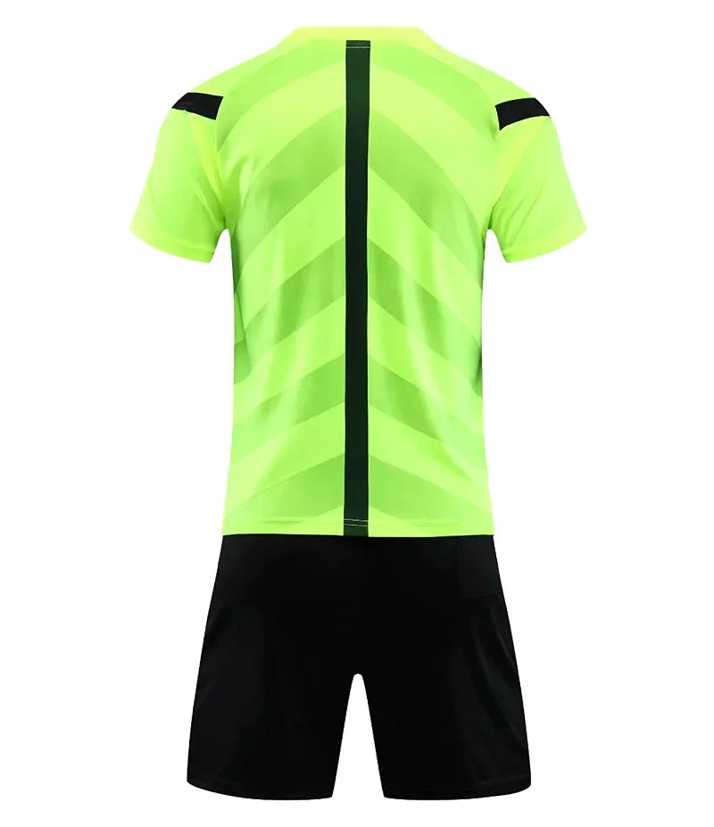 Men's Polyester Soccer Referee Uniform with Jersey and Shorts