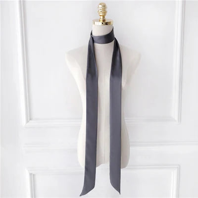 Women's Long Narrow Solid Color Polyester Scarf 190x5cm