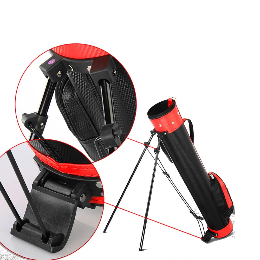 Golf Rack Bag with Bracket for Unisex, Holds 9 Clubs, PU Material, 6 Colors