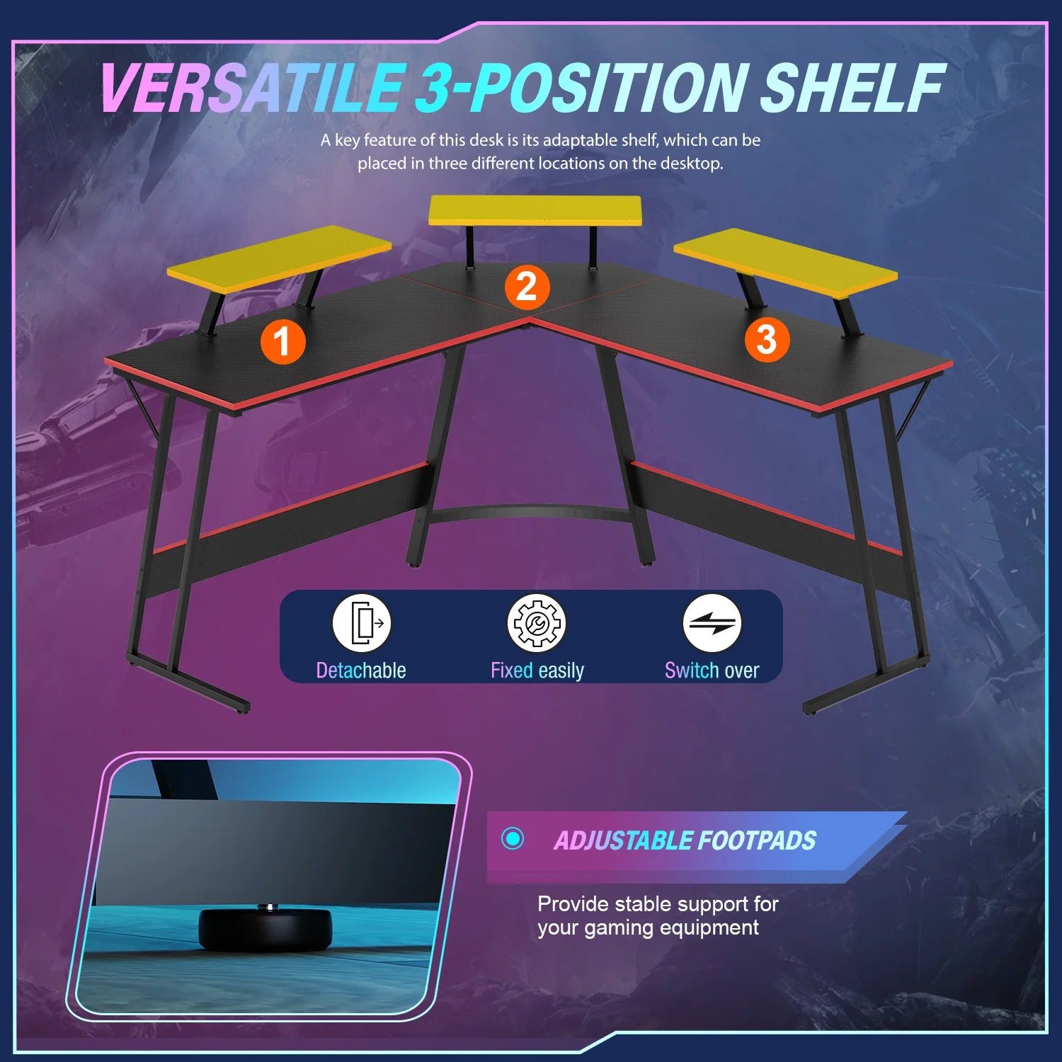 Gaming Desk L Shaped Corner Computer Desk, Home Office Desks Writing Workstation with Large Monitor Stand Easy to Assemble - Buy online at  Vibe In Cart.