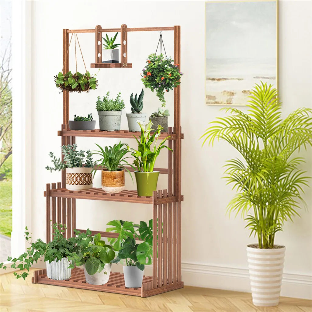 Heavy Duty Hanging Plant Stand Multiple Wood Flower Potted Rack Planter Shelving Unit for Indoor Outdoor - Buy online at  Vibe In Cart.