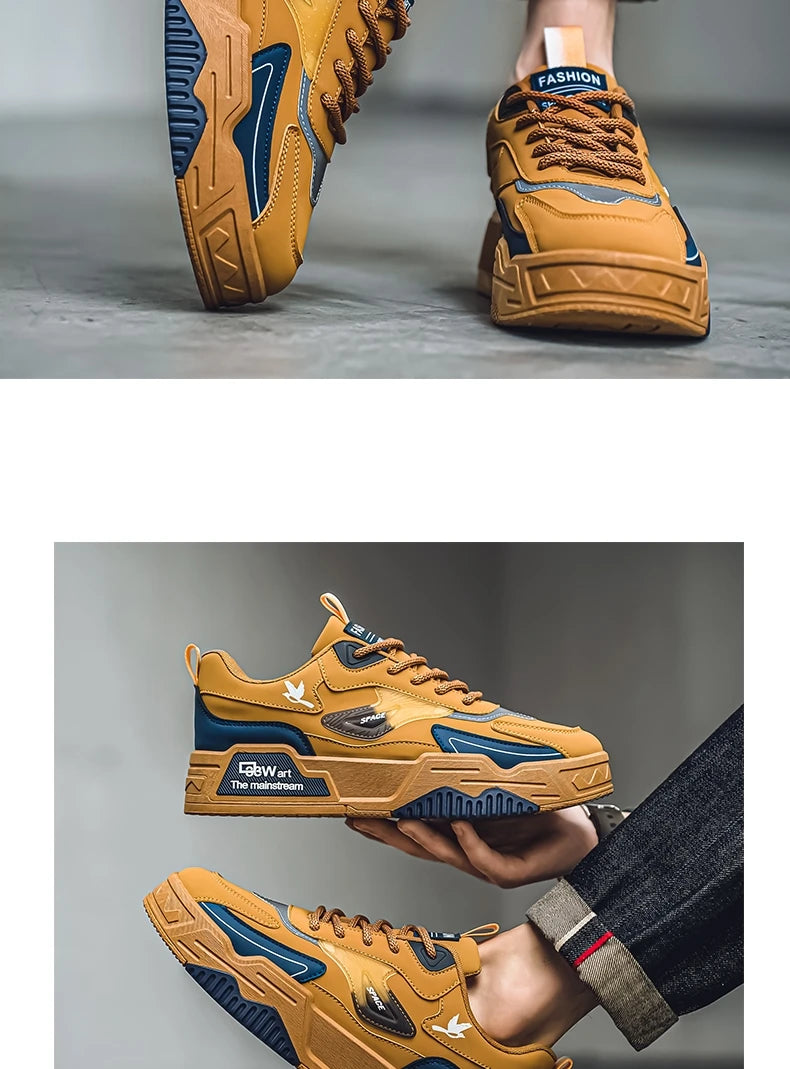 Men's Low-Top Lace-Up Skateboarding Shoes With Rayon Material