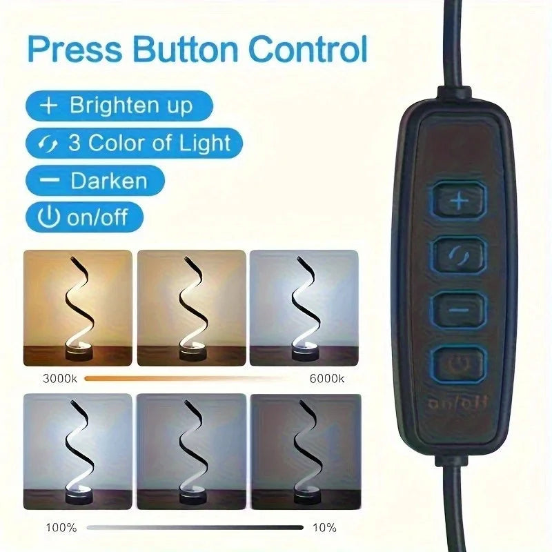 Classic Creative Spiral LED Table Lamp, Modern Minimalist Dimmable Spiral Table Lamp, Adjustable Arm, Soft Light, Multifunction - Buy online at  Vibe In Cart.