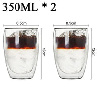 Double Wall High Borosilicate Glass Mug Set, Heat Resistant, 2-18 Pieces