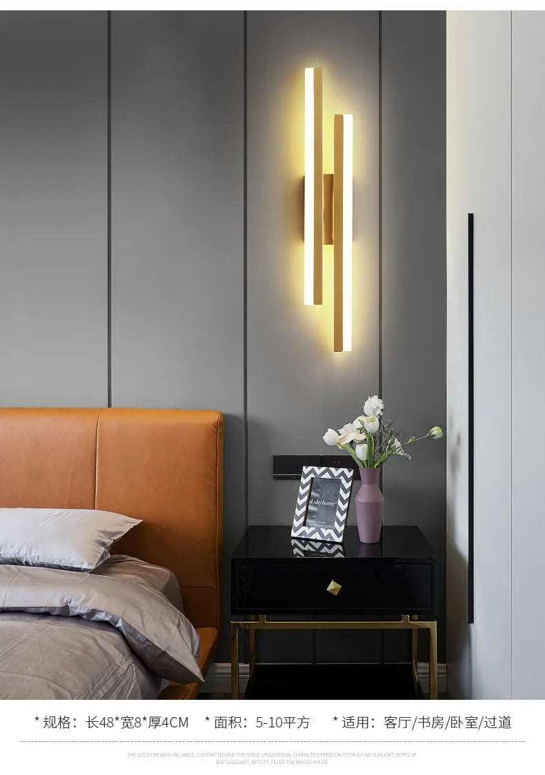 LED Bedroom Wall Lamp Wall Sconces Copper Line Pipe Acrylic Lampshade Indoor Lighting for Living Room Corridor Light Fixture - Buy online at  Vibe In Cart.