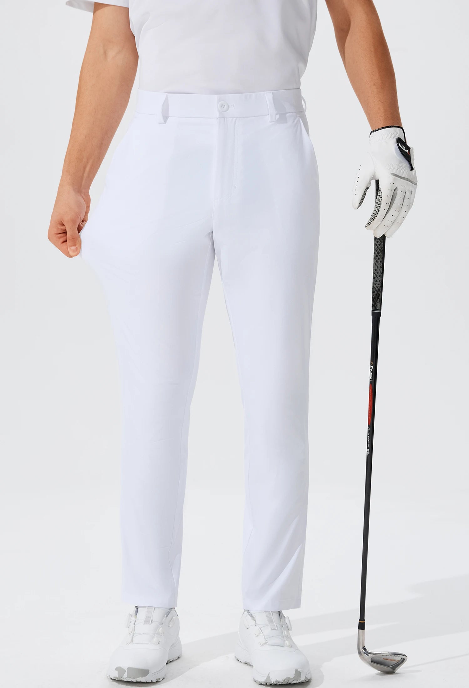 Men's Stretch Slim Straight Lightweight Polyester Golf Pants, Full Length