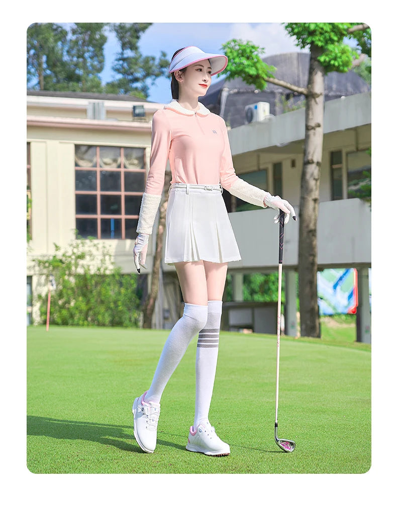 TTYGJ New Golf Skirt Women Spring Autumn Fashion A-lined Skirt Ladies Outdoor Sports Skorts Casual Golf Wear with Inner Shorts