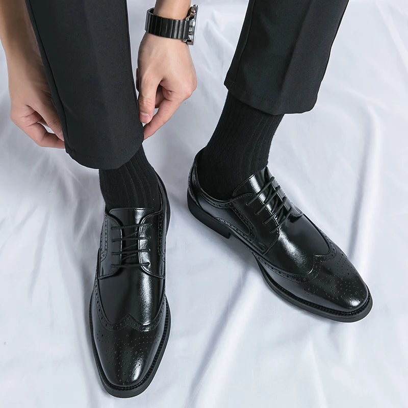 Men's leather shoes for business, retro, breathable, formal, wedding, leisure, business, and work - Buy online at  Vibe In Cart.