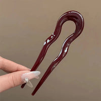 U-Shaped French Twist Hair Stick Hair Clip Plastic Wavy Hairpins Vintage Green Tortoise Women Hair Sticks Headwear Accessories - Buy online at  Vibe In Cart.