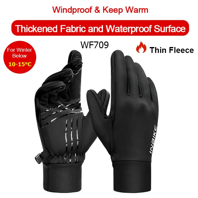 Winter Cycling Gloves For Men And Women Warm Fleece Waterproof Touchscreen