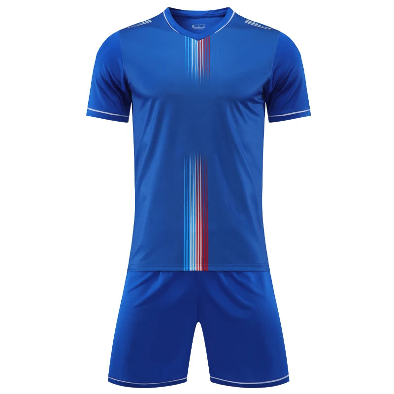 Men's Polyester Spandex Soccer Uniform Set with Jersey and Shorts