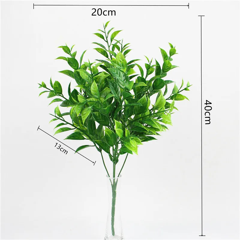 Artificial Plastic Fern Grass Plants for Home and Wedding Decor, Green