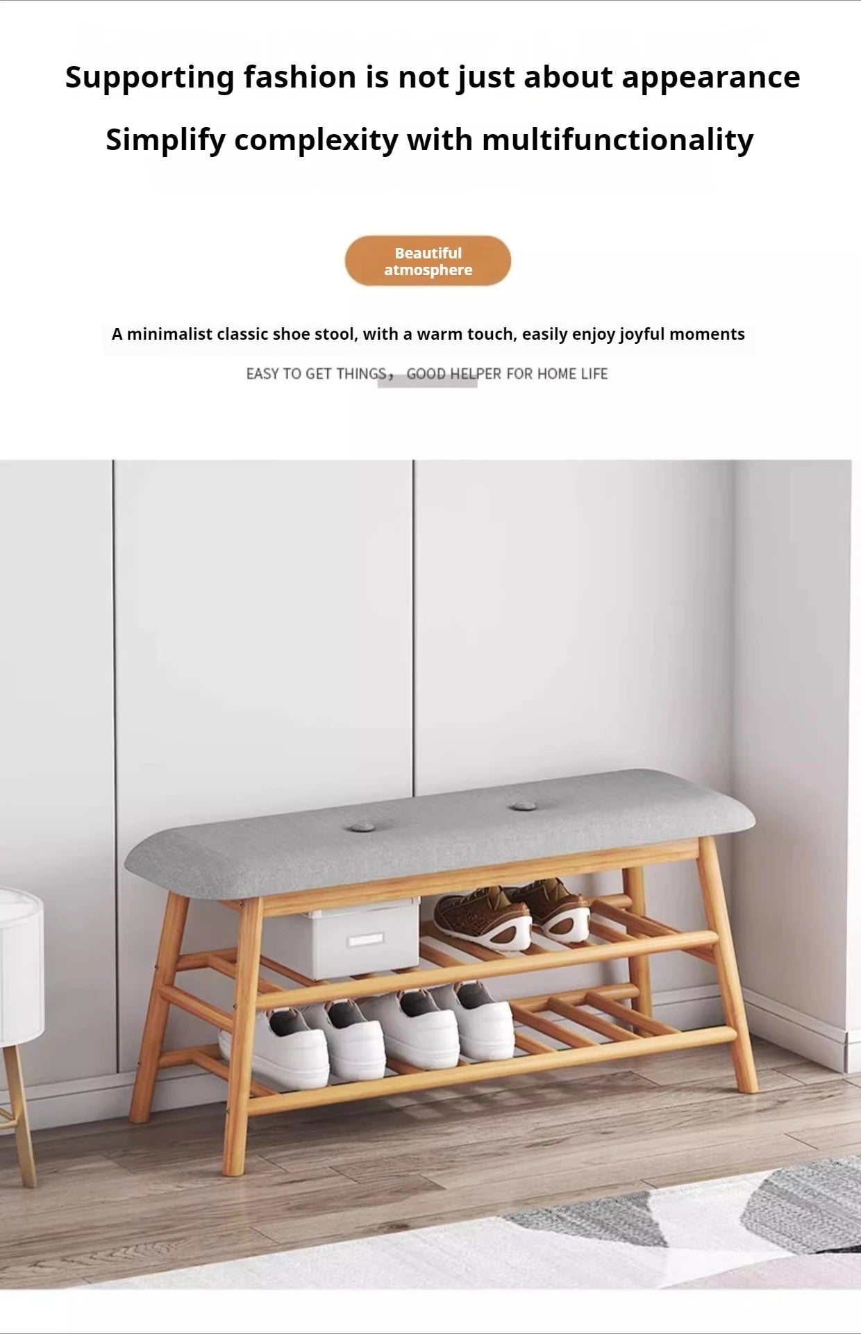 Shoe changing stool, simple doorstep stool for home use, soft cushioned stool, integrated shoe rack for entry, storage rack - Buy online at  Vibe In Cart.