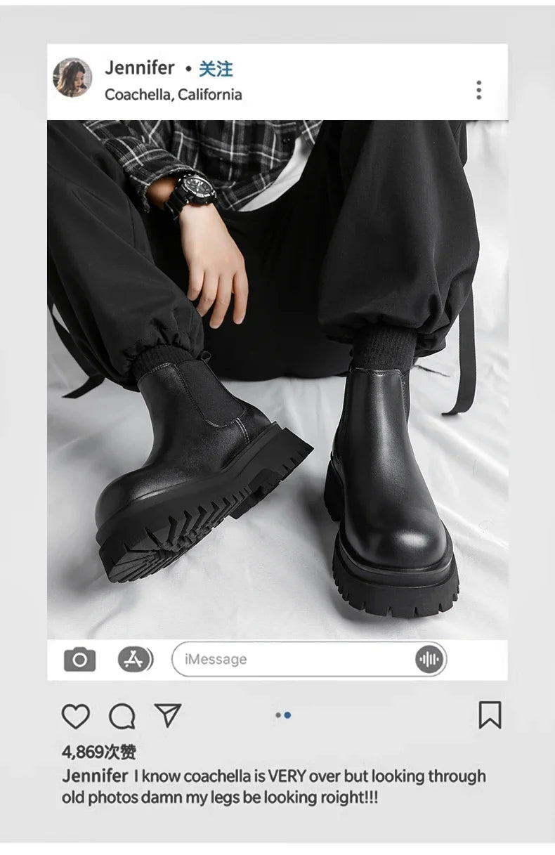 Men's Versatile Casual British Style Heightening Chelsea Boots, Paired with Trendy and Simple Ankle Boots for Outerwear. - Buy online at  Vibe In Cart.