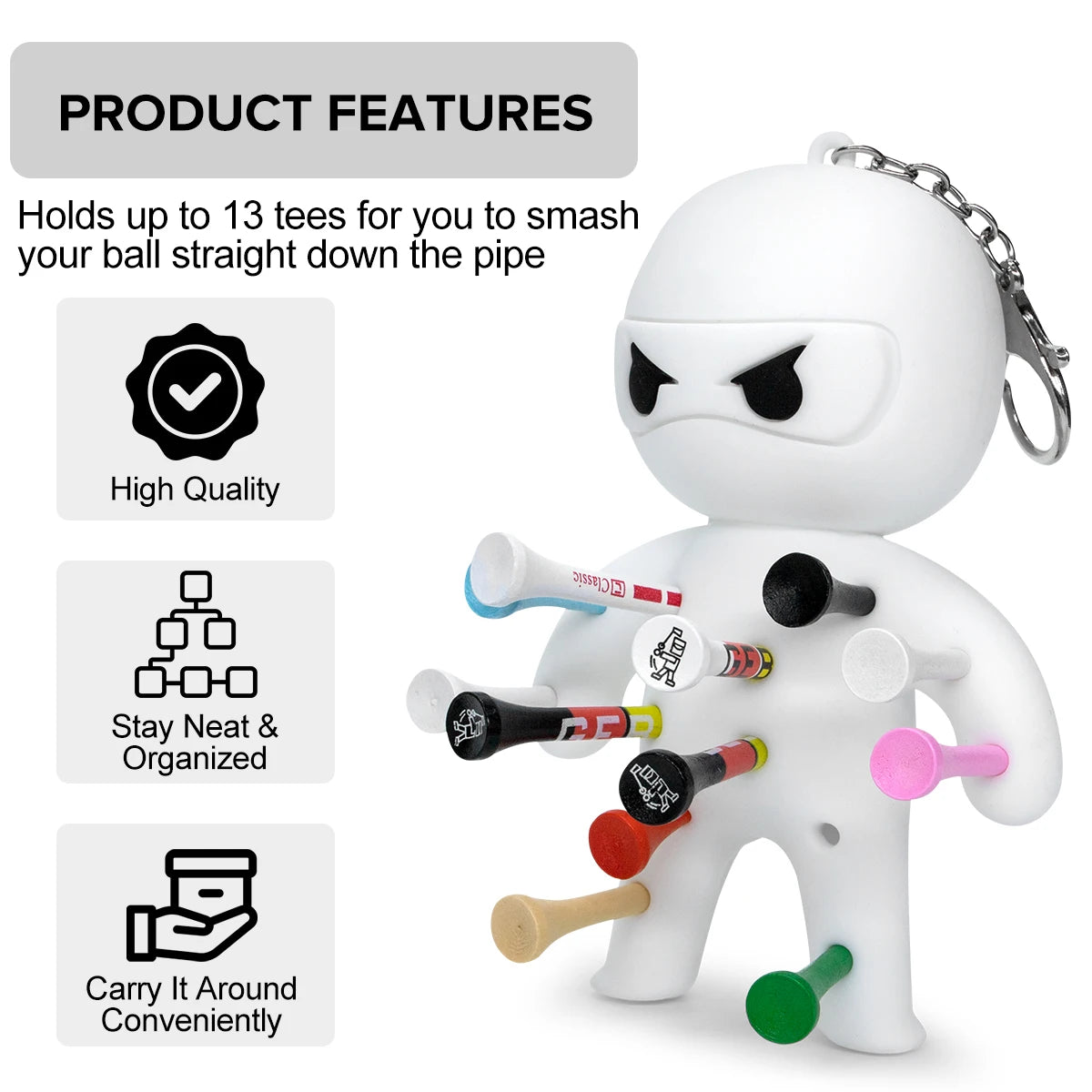 Cute Ninja Portable Golf Ball Tees Holder Keychain - Hote Sale Golf Accessory for Club Bag - Buy online at  Vibe In Cart.