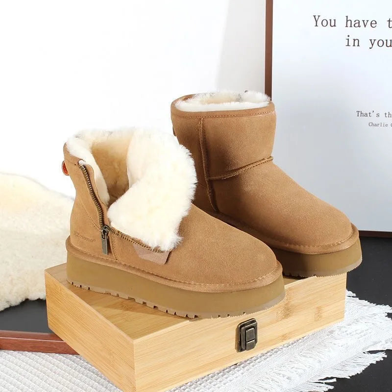 Thick soled snow boots for women 2025 new model, thick soled side zipper short boots with plush and thick cotton shoes - Buy online at  Vibe In Cart.