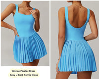 VITALINOVO Workout Tennis Dress with Built in Shorts Square Neck Padded Workout Dress with Pockets Golf Athletic Mini Dresses - Buy online at  Vibe In Cart.