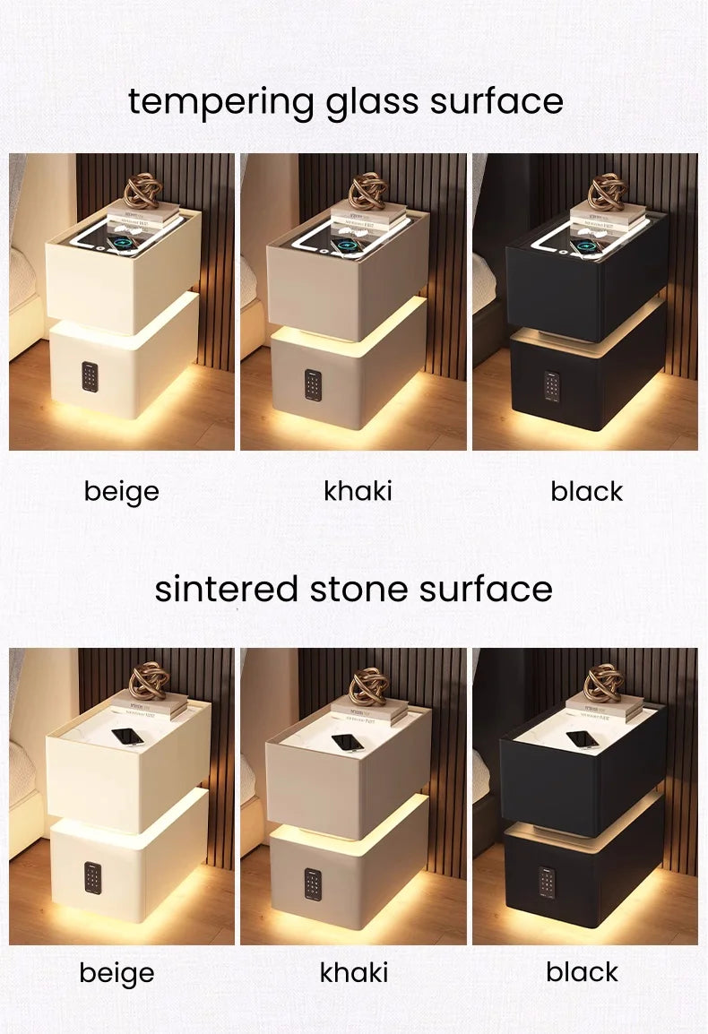 Creative 25cm Smart Bedside Table with Sensor Light Nordic Style Storage Cabinet Bedroom Nightstand with Wireless Charging - Buy online at  Vibe In Cart.