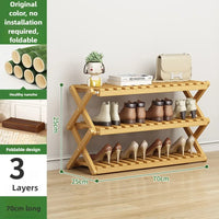 Folding Multi-Level Bamboo Shoe Rack for Living Room Storage