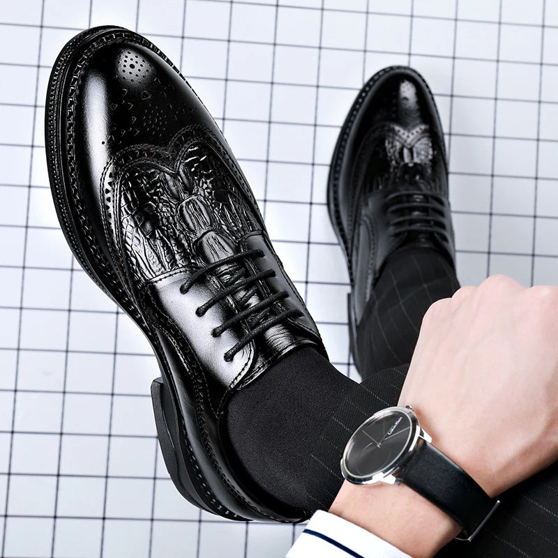 New for Men Genuine Leather Casual Shoes Retro Leisure Business Dress Shoes Street Fashion Brogue Shoes - Buy online at  Vibe In Cart.