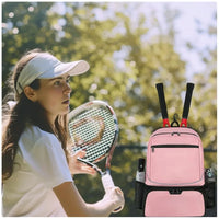 Large Capacity Tennis Backpack Sports Racket Pack Holds 1-2 Tennis Rackets Outdoor Badminton Bag With Shoe Pocket Black Pink - Buy online at  Vibe In Cart.