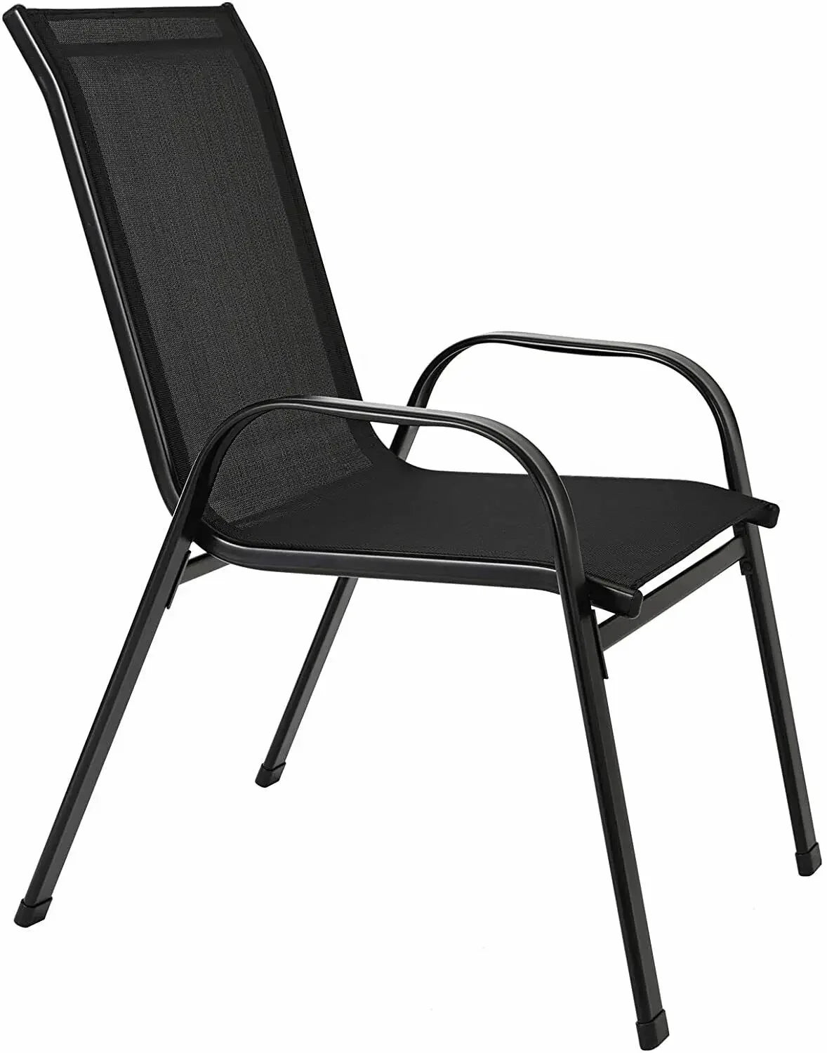 4 Metal Outdoor Chair Set Stackable Patio Textilene Dining Chair Stack Metal Frame Set of 4, Load Weight 150kg, Black,Brown,Gray - Buy online at  Vibe In Cart.