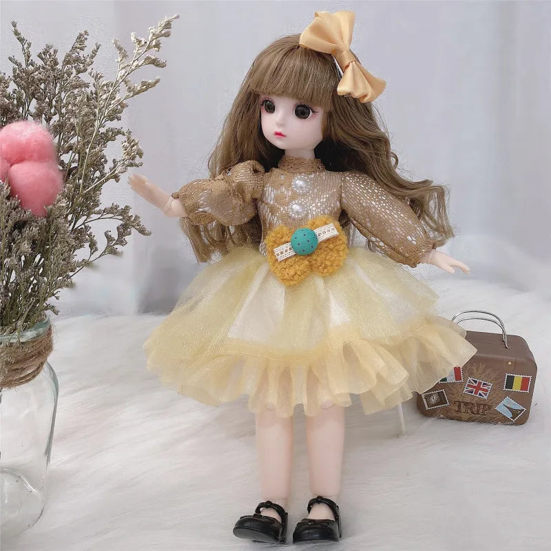 30cm Bjd Doll 12 Moveable Joints 1/6 Girl's Dress 3D Brown Eyes Toy with Clothes Shoes Kids Toys for Girl Children Gift - Buy online at  Vibe In Cart.