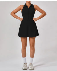 Women's Tennis Dress Women Turn Down Collar Front Zipper 2-in-1 Golf Sports Tight Dress Fitness Workout Running Pocket Skort - Buy online at  Vibe In Cart.