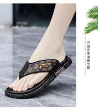 Men's Casual Flip-Flop Sandals with Microfiber Upper and PVC Outsole