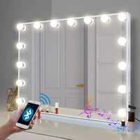 Large Bluetooth Vanity Mirror Makeup Mirror with Lights Hollywood Mirror Touchscreen Control Cosmetic Mirrors with 15 LED Bulbs - Buy online at  Vibe In Cart.