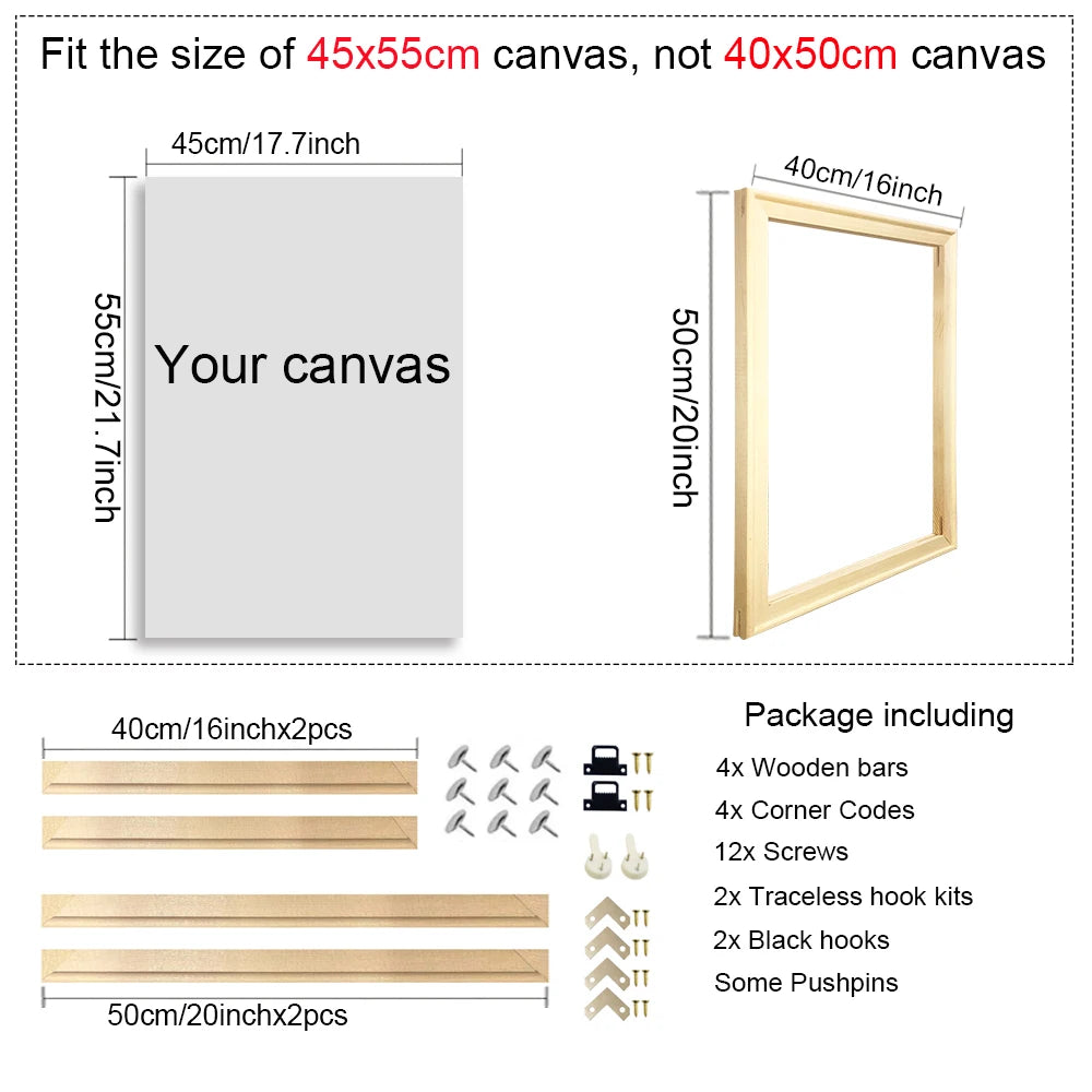 Wooden Rectangular Canvas Frames for 30x40 40x50 50x70 60x90