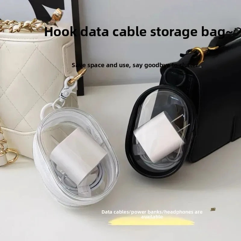 Black Transparent Portable Cable Organizer Bag for Travel Accessories