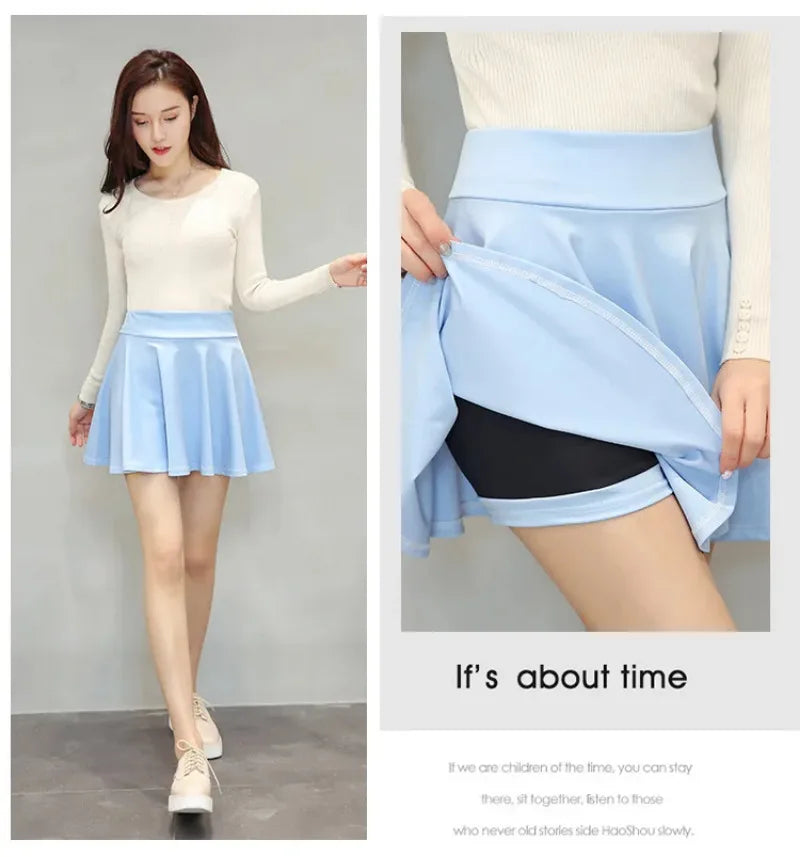 Women's Mini Pleated Flared Skirt Loose Fit Plus Size 4XL Acetate Cotton