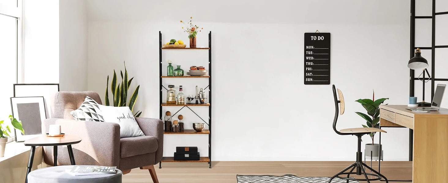JHK 5 Tier Bookcase Bookshelf Modern Book Case For Books Corner Storage Organizer for Bedroom Home Office Kitchen Living Room - Buy online at  Vibe In Cart.