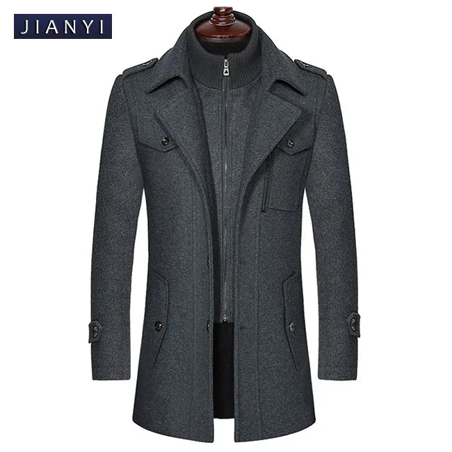 Men's Oversize Autumn And Winter Woolen Coat With Zipper And Pockets