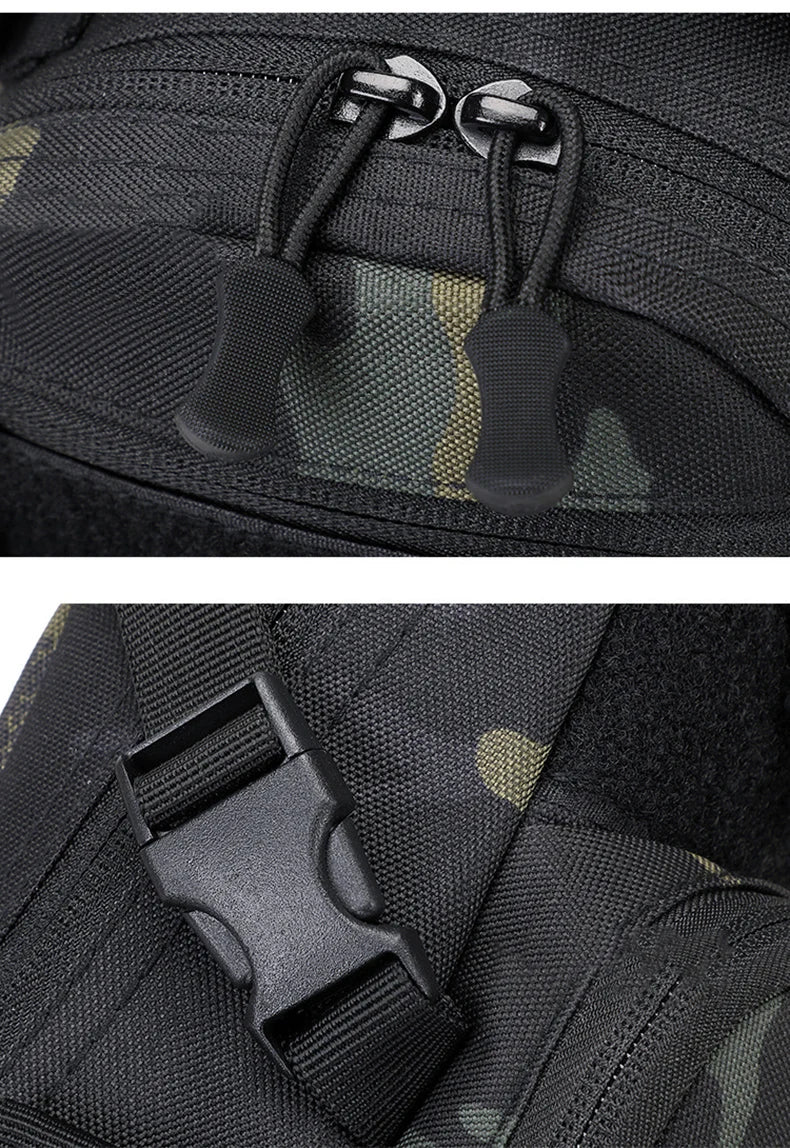 Men's Black Nylon Tactical Chest Bag with MOLLE System