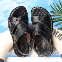 Men's 2025 Summer Leather Sandals Non - Slip Thick - Soled Soft and Comfortable for Beach and Outdoor Use - Buy online at  Vibe In Cart.
