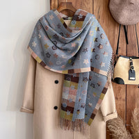 Women's Long Warm Polyester Print Winter Scarf Over 175cm
