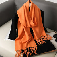 Women's Thick Warm Winter Polyester Scarf with Tassels