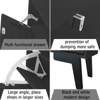 Contemporary Black Wood Shoe Storage Cabinet - Slim 3-Tier Freestanding Entryway Rack - Buy online at  Vibe In Cart.