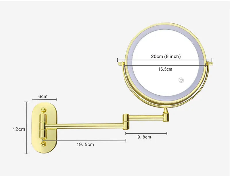 8 Inch Double-Sided Makeup Mirror With 3x-10x Magnification And LED Lights
