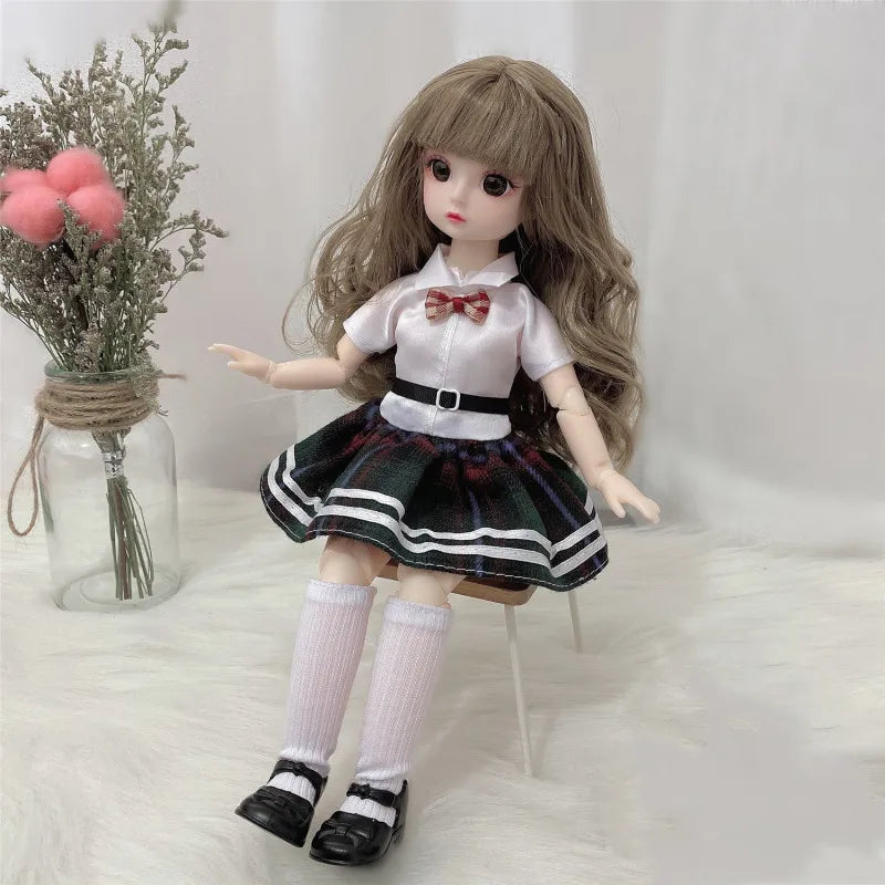 30cm Bjd Doll 12 Moveable Joints 1/6 Girl's Dress 3D Brown Eyes Toy with Clothes Shoes Kids Toys for Girl Children Gift - Buy online at  Vibe In Cart.