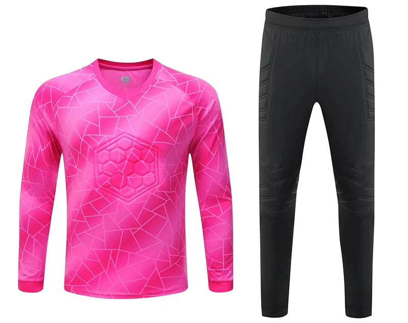 Unisex Polyester Soccer Goalkeeper Uniform with Long Sleeve Top and Pants